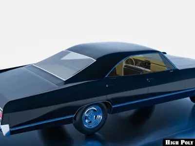 Vintage Classic Car Chevrolet Impala 1967 PBR more Bonus  Low-poly 3D model