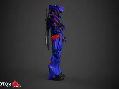 Warrior robot Free low-poly 3D model