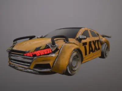 Cyberpunk Taxi  Low-poly 3D model