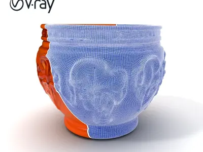 Ornate Terracotta Pot D Model Pack Low-poly 3D model