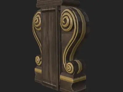 Wooden Pillar top Low-poly 3D model
