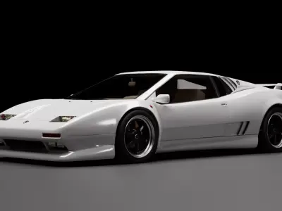 Early 90s supercar  Low-poly 3D model