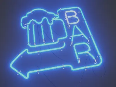 over 50s Neon Lights Asset collection for blender 3D model