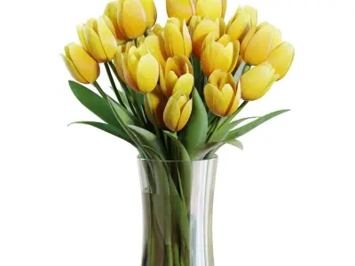 Flower Set 26 - Yellow Tulips Bouquet 3D model