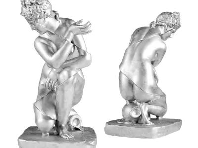 Crouching Venus sculpture Low-poly 3D model