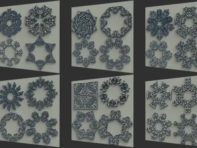 110 Single and Ring Ornament Height Map Pack   Low-poly 3D model