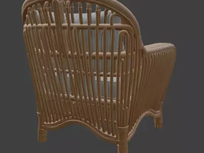Ornate Rattan Armchair 3D model