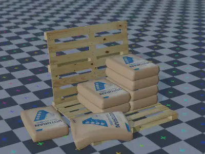  pallet with cement bags 3D model
