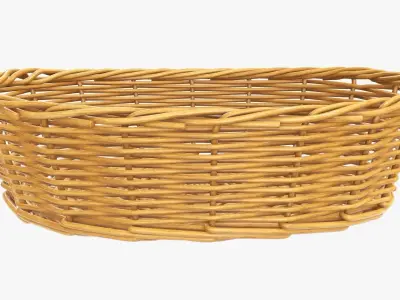  Wicker basket oval medium brown 3D model