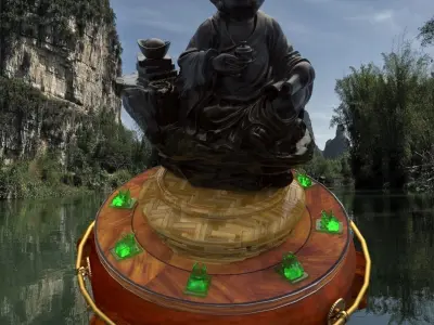 Chinese display stand with monk kid  3D model