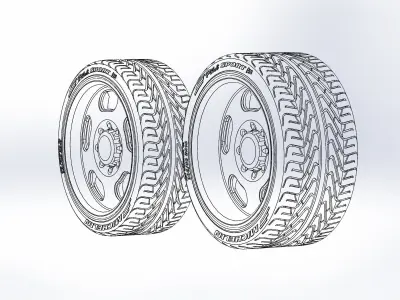 Set of custom wheels Intro Kidney Bean HD8 for your scale model 3D print model