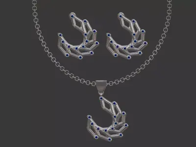 3D Printable Earring And Chain Set-8 -Handmade Gift - DIY model 3D print model