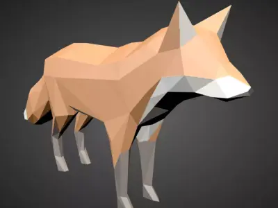 Low Poly Fox polygonal Low-poly 3D model