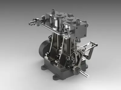 Twin cylinder steam engine 3D model