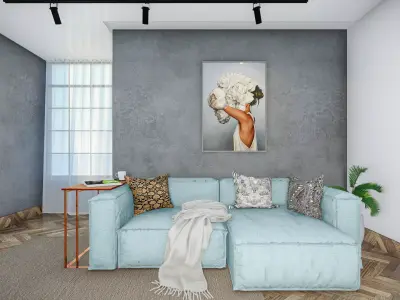 Interior living scene Low-poly 3D model