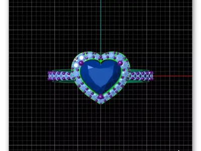 heart halo engagement high jewelry ring  3D print model