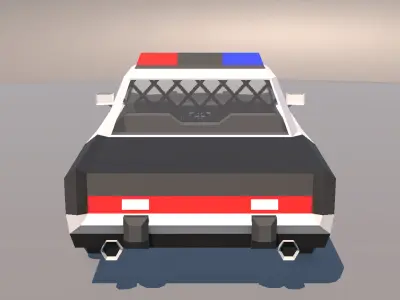 Low Poly Muscle Car Police Cruiser with Interior MOBILE READY Low-poly 3D model