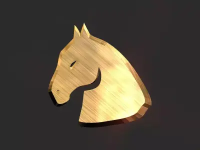 3D 2D horse head decoration Low-poly 3D model