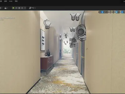 Hotel hallway 3D model