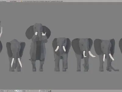 Elephants elephant with tusks Low-poly 3D model