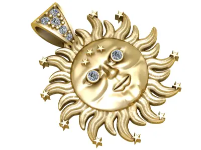 GOLDEN SUN CHARM PENDANT 3D PRINTABLE MODEL  3D print model
