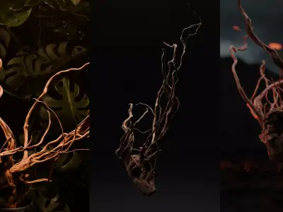 Photorealistic Scaper Root Low-poly 3D model