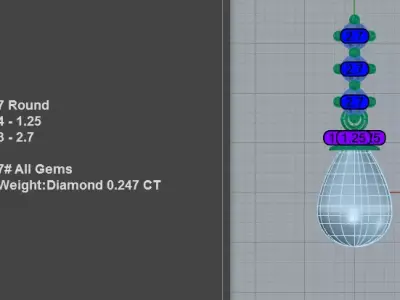 Exclusive Teardrop Pearl Diamond Pendant Blueprint 3D print model
