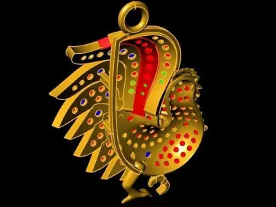 Luxury Rooster Pave Diamond Pendant for Men and Women  2289 3D print model