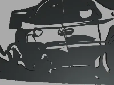 Drifting Car 02 Wall Silhouette 3D print model
