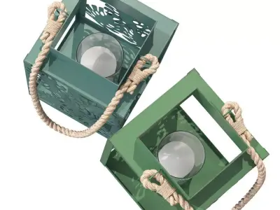 Lantern Unimak Metal Green 3D model