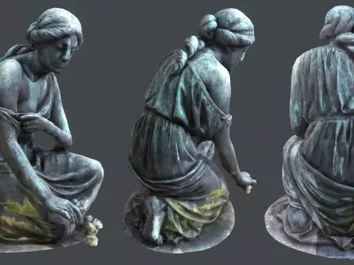 Statue of Grief PBR Low-poly 3D model