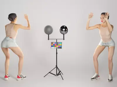 Beautiful woman playing beach volleyball 297 Low-poly 3D model