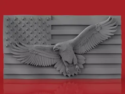 American Flag with Eagle 3D print model
