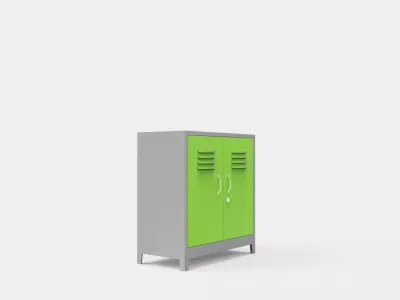 METAL CABINET-DOUBLE SHORT-GRAY AND GREEN Low-poly 3D model
