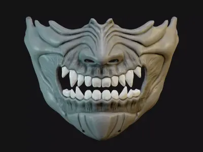 Oni Mask 14 Demon Half Face 3D print model