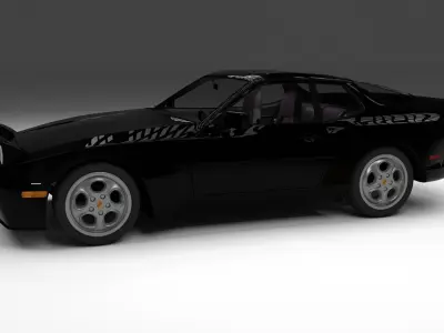 Porsche 944 turbo with interior 3D model