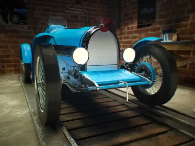 Bugatti Type 37 and Garage 3D model