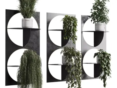 wall plant set Indoor plant 324 plants in on a shelf Low-poly 3D model