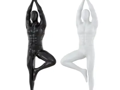 Male abstract mannequin stands in yoga pose 109 3D model