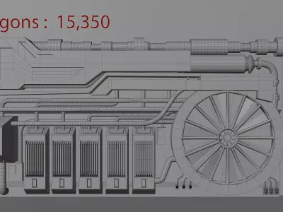 Sci-Fi Wall Low-poly 3D model
