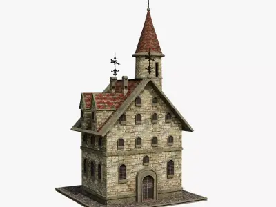Model Of An Old Building Low-poly 3D model