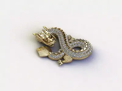 Dragon Pendant chiana dragon thai dragon  3D model