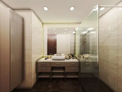 Luxury Bathroom Model - Modern Bathroom Design -  Low-poly 3D model