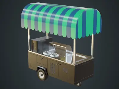 Food Cart 1A Low-poly 3D model