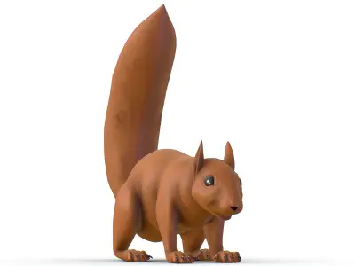 High Poly Forest Wild Red Squirrel Low-poly 3D model