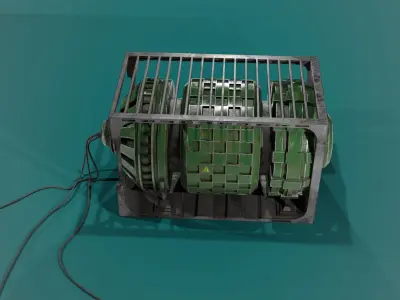 Generator metal cage with wires Low-poly 3D model