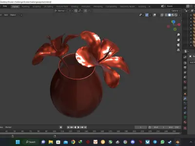White flowers in a vase full of water Free 3D model