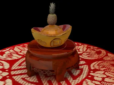  Chinese gold ingot piggy bank 3D model