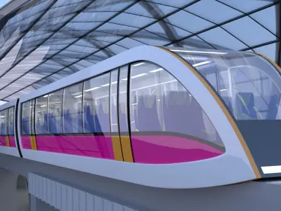 Monorail station with train 2023 V 3D model