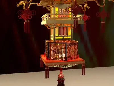 Chinese Palace Lantern 3D model 16